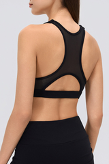 Women's Racerback Mesh Cutout High Support Sports Bra