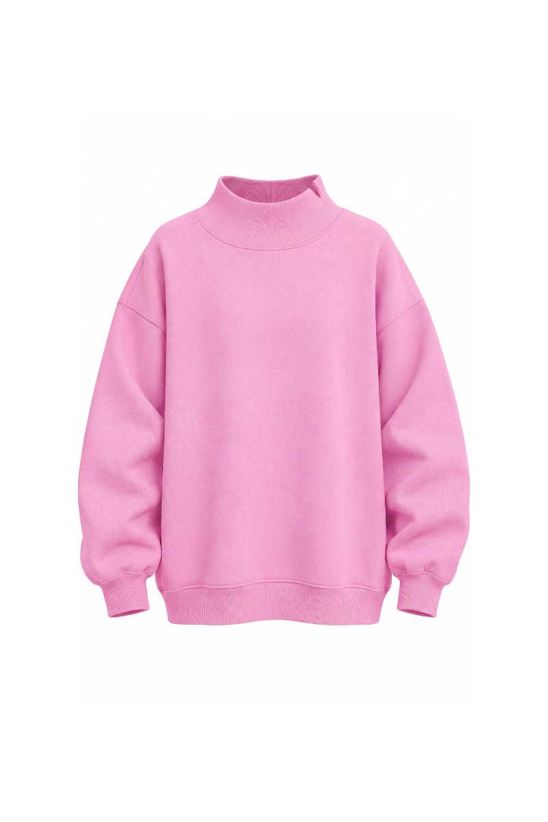 Women's Fall Solid Side-Slit Neckline Mock Neck Sweatshirt