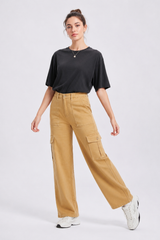 Women's High Waist Multi-Pocket Wide Leg Cargo Jeans