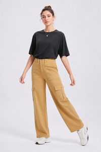 Women's High Waist Multi-Pocket Wide Leg Cargo Jeans