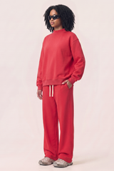 Unisex Fall Fleece Mock Neck Sweatshirt and Sweatpants Sets
