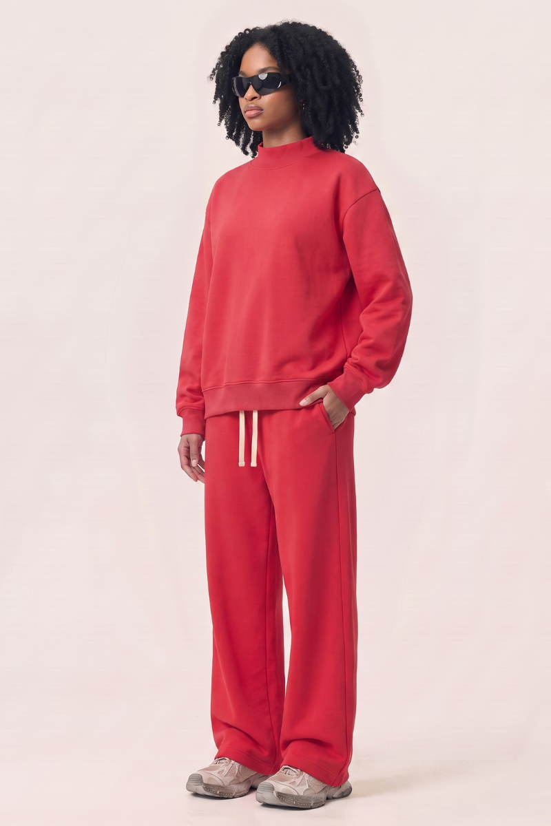 Unisex Fall Fleece Mock Neck Sweatshirt and Sweatpants Sets