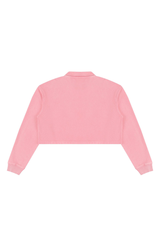 Women's  Fall 100% Cotton Collared V-Neck Crop Sweatshirt