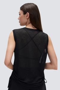 Women's Summer Sheer Breathable Drawstring Sports Tank Top
