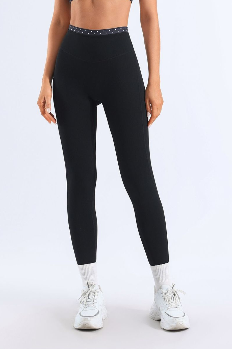 Women's High-Waist Polka Dot No Front Seam Yoga Leggings
