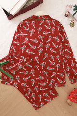 Women's Candy Cane Long Sleeves Christmas Pajama Set