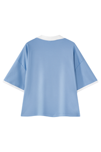 Men's V-Neck Contrast Trim Polo Collar Sports T-shirt