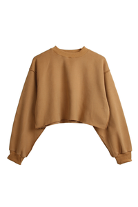 Women Cropped Exposed Seam Sweatshirt