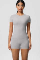 Women Yoga Set: Quick Dry Breathable Short Sleeve + Shorts