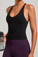 Women's Athletic V-neck Cross Back Tank Top