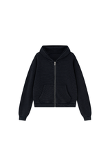 Women's Fall Vintage Washed Waffle Full Zip Up Hooded Jacket