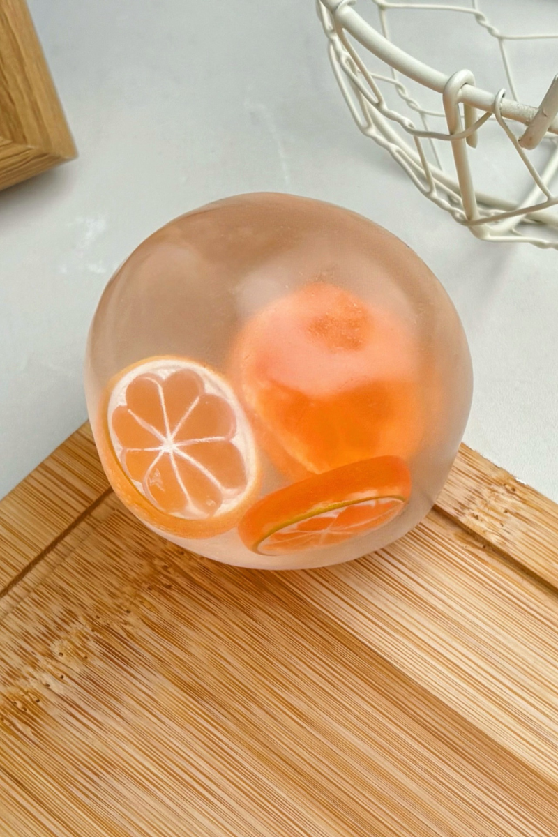 2.36in Clear Fruit Slice Squishy Ball Sensory Fidget Toy