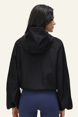 Women's Nylon Half-Zipper Athletic Hooded Sweatshirts