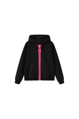 Women Loungewear Color Block Big Tooth Zipper Hooded Jacket