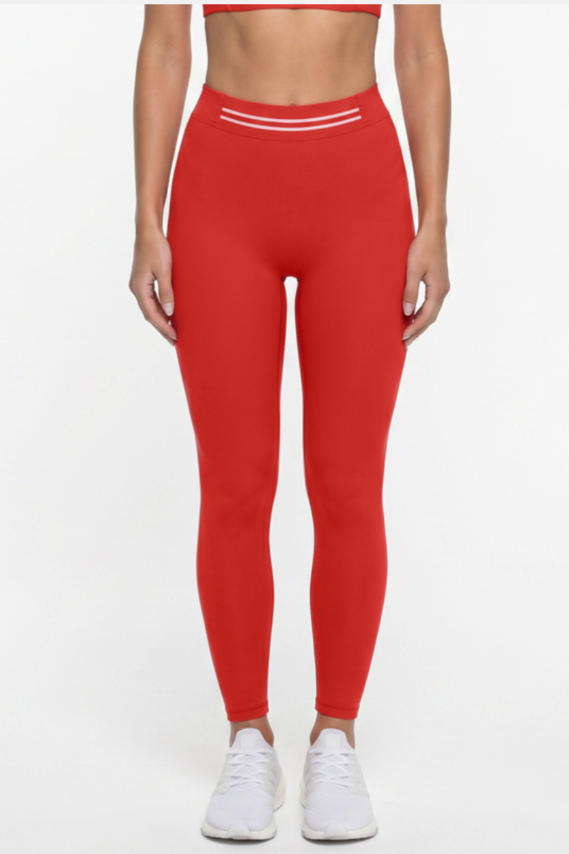 Women's High Waist Contrast Stripe Butt Lifting Yoga Leggings
