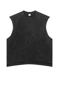 Vintage Washed Distressed Slit Sleeveless Tank Tops
