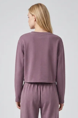Women's 100% Cotton Washed Cropped Patchwork Cut Sweatshirt