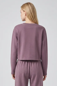 Women's 100% Cotton Washed Cropped Patchwork Cut Sweatshirt