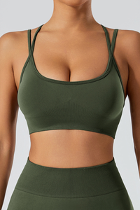 Women's Athletic U-neck Cross Back Spaghetti Straps Bra