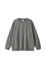 Unisex Fall/Winter Fleece-Lined Dyed Vintage Pullover