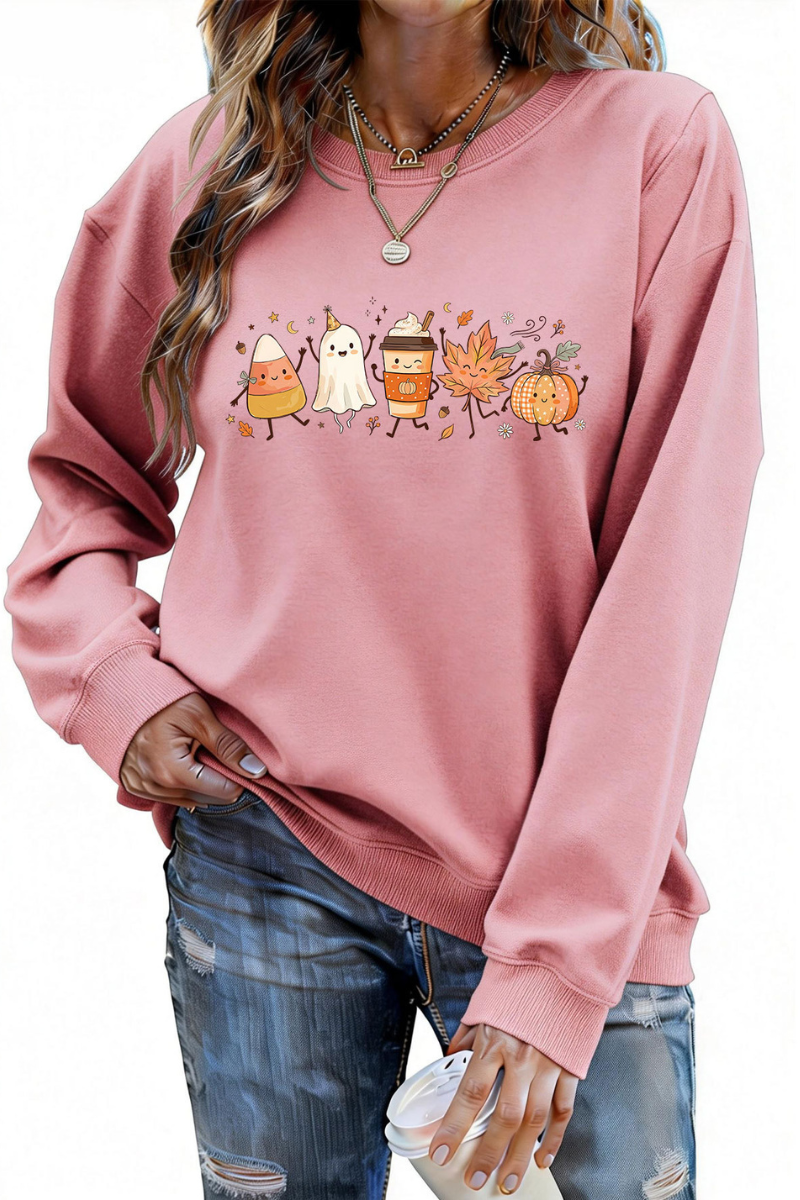 Women's Fall Halloween Graphic Soft Relaxed Sweatshirt