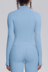 Women's Stand Collar Full Zip Slim Fit Workout Yoga Jacket
