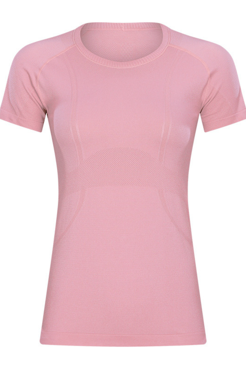 Women Seamless Round Neck Short Sleeve Sport T-Shirt