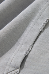 Men's Fall Winter 100% Cotton Washed Frayed Hem Hoodie