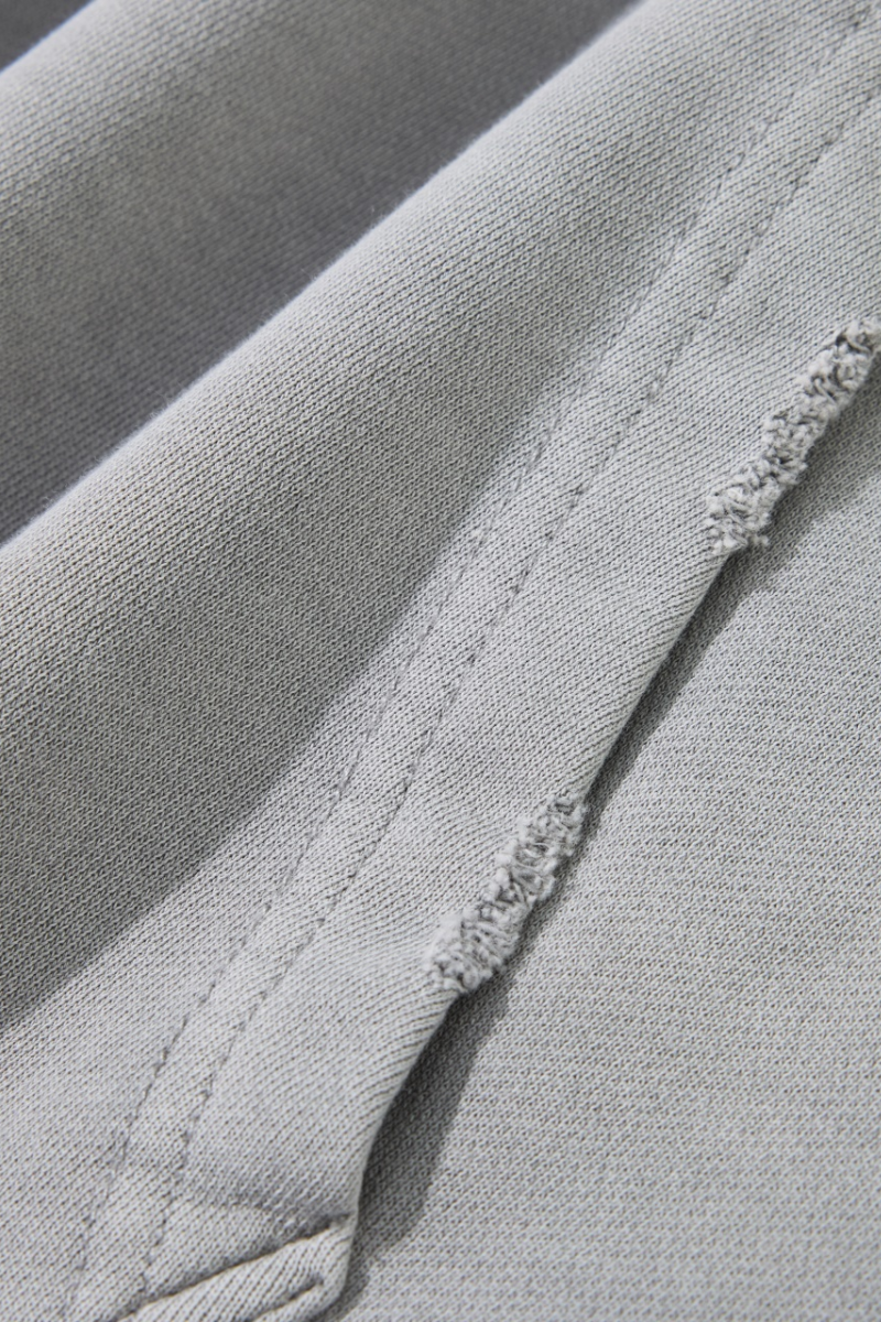 Men's Fall Winter 100% Cotton Washed Frayed Hem Hoodie