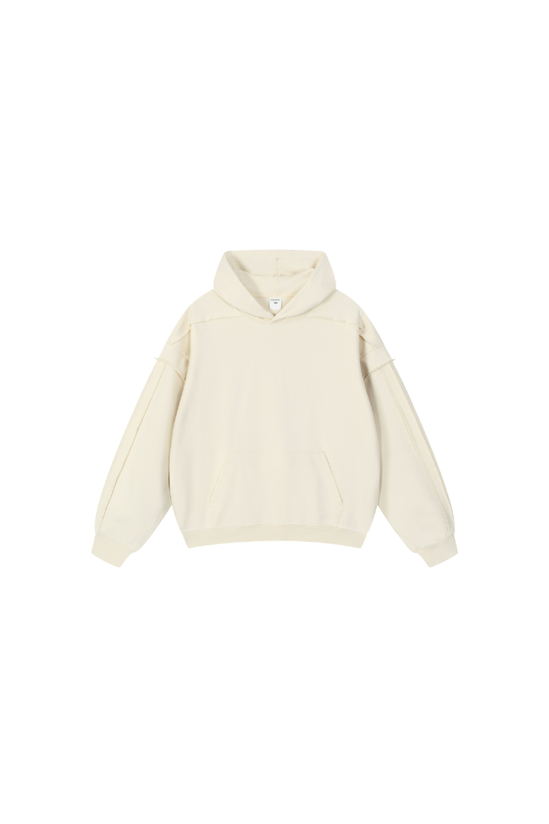 Men's Fleece Raw Edge Spliced Fake Two Piece Hoodie