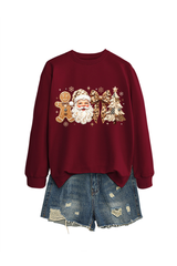 Women's Fall Christmas Santa Bow Printed Multicolor Pullover