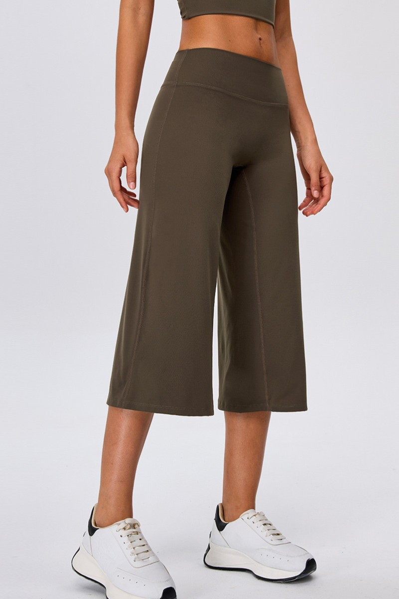Women's No Front Seam Wide-Leg Cropped Yoga Pants