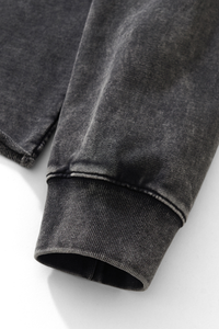Unisex Fall 100% Cotton Washed Boxy V-Neck Polo Sweatshirt
