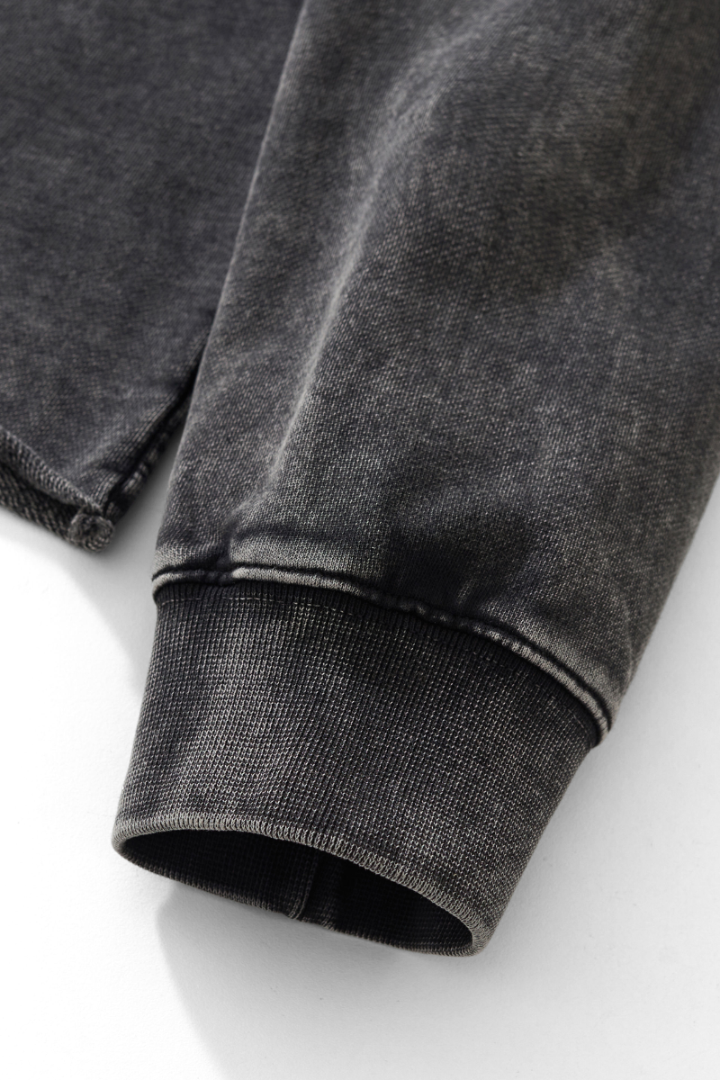 Unisex Fall 100% Cotton Washed Boxy V-Neck Polo Sweatshirt