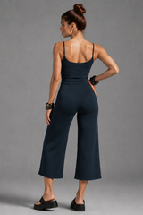 Women'sThin Strap Tank Top And Wide-Leg Capri Pants Sets