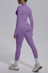 Women's Stand Collar Slim Fit Jacket & Yoga Leggings 2 Piece Set
