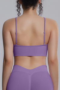 Women's Seamless Knit Solid Color Triangle Cup Sports Bra