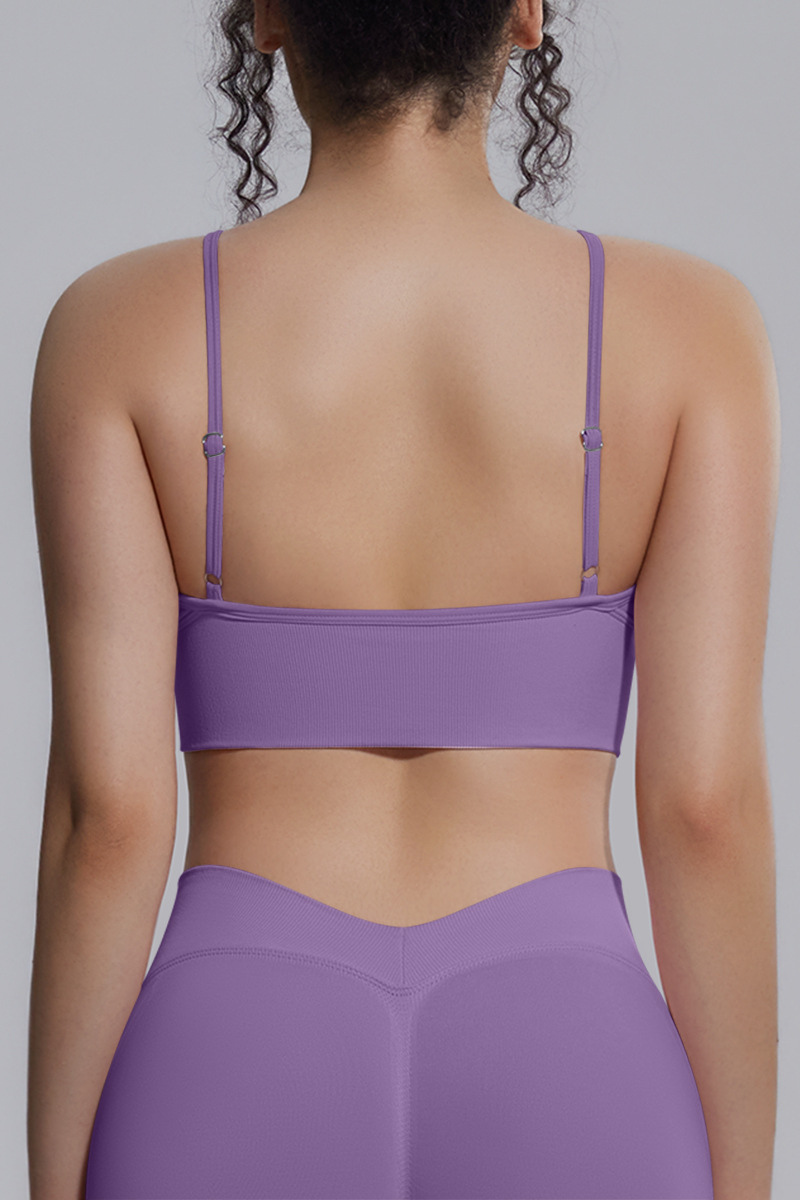 Women's Seamless Knit Solid Color Triangle Cup Sports Bra