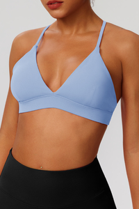 Women's V-Neck Cross-Back Padded Naked Feel Sports Yoga Bra