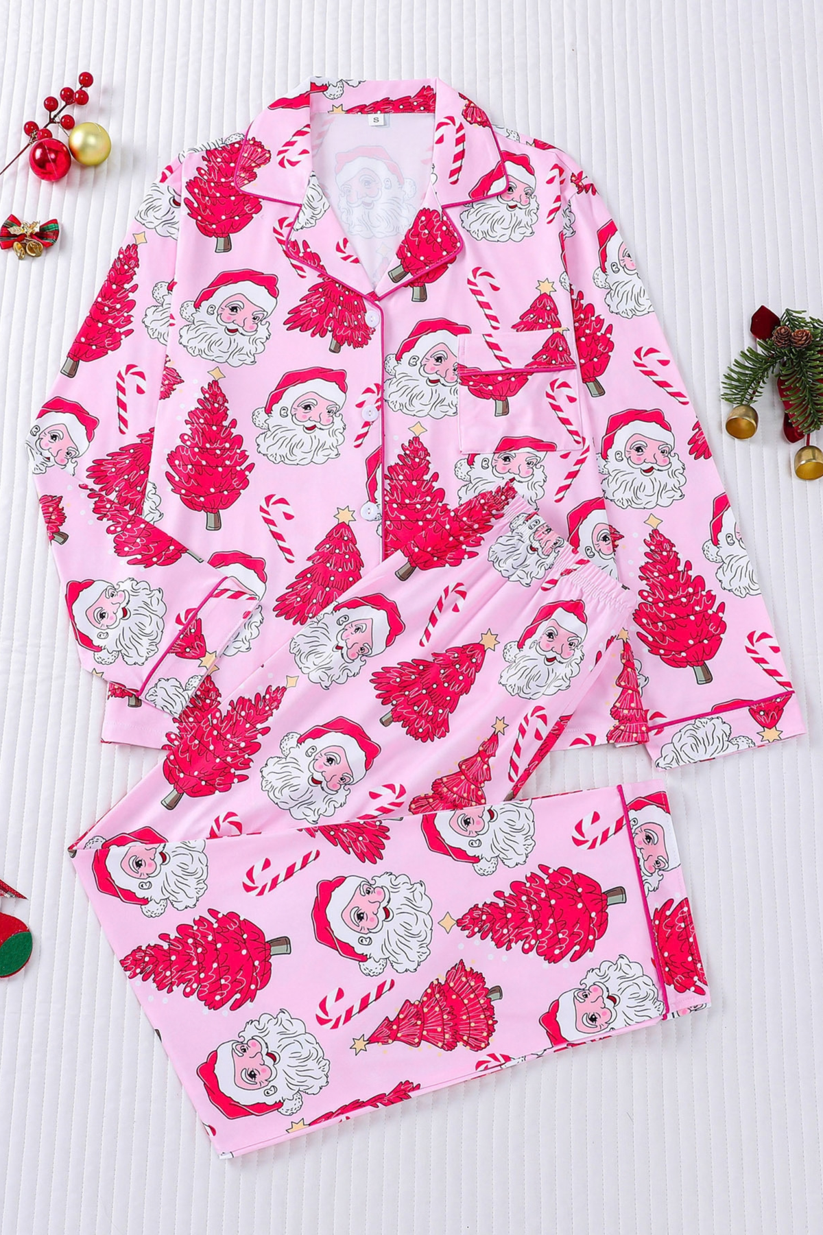 Women's Christmas Tree Printed Christmas Pajama Set