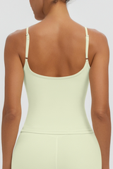 Women Square Neck Adjustable Thin Strap Workout Tank Top