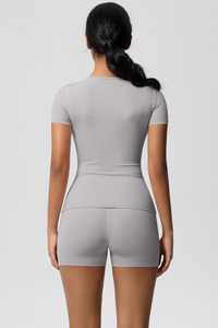 Women Yoga Set: Quick Dry Breathable Short Sleeve + Shorts