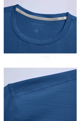 Men Stripe Quick Dry Athletic Short Sleeve T-Shirt