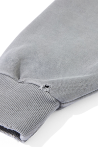 Men's Fall Winter 100% Cotton Washed Frayed Hem Hoodie