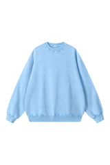 Unisex Fall 100% Cotton Snow Washed Crewneck Sweatshirt