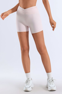 Women's V Waist Ruched Butt Lifting Athletic Yoga Shorts
