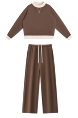Women's Fall Fleece Mock Neck Sweatsh & Sweatpants Set