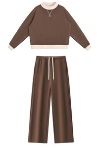 Women's Fall Fleece Mock Neck Sweatsh & Sweatpants Set