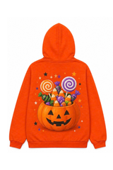 Unisex Halloween Multi Pattern Print Zip Up Hoodie