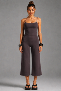 Women'sThin Strap Tank Top And Wide-Leg Capri Pants Sets